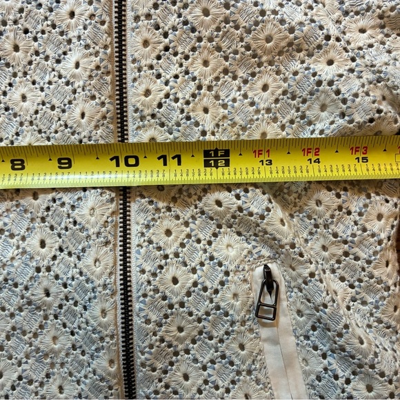 DOLAN Left Coast Collection Crochet Lace Moto Jacket XS Ivory & Blue Boho Chic - Picture 6 of 15